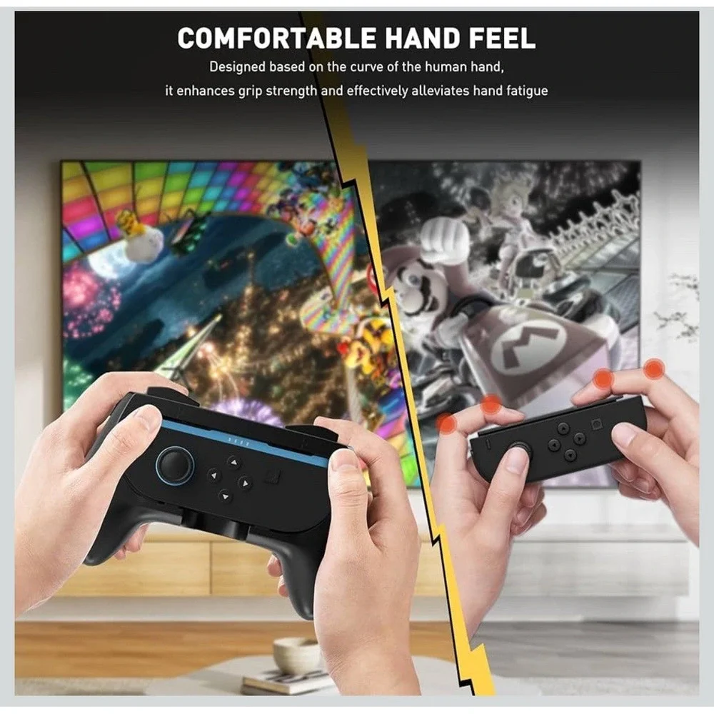 Nintendo Switch 2 Joy Con Grip Rocker Controller Hand Grips Black‎ New (2pack)